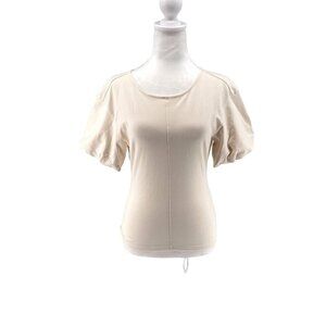 NWT J. Crew Open-back puff-sleeve top in stretch cotton blend Ivory Sz XS